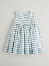 将图片加载到图库查看器，Light Blue and White Stripes Dress for Girls sleeveless elegant outfit in cotton 
